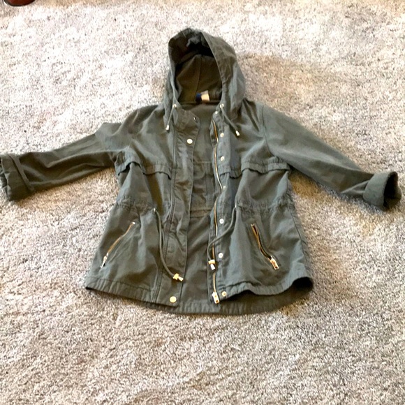 Hooded Olive Green Jacket by Divided (H&M) Size 8 - Picture 1 of 4